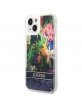Guess iPhone 14 Plus Case Cover Flower Liquid Glitter Blue