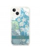 Guess iPhone 14 Plus Hülle Case Cover Flower Liquid Glitter Grün