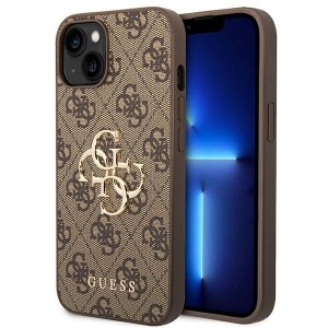 Guess iPhone 14 Case Cover Hülle 4G Big Metal Logo Braun
