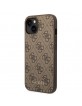 Guess iPhone 14 Hülle Case Cover 4G Metal Gold Logo Braun