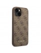 Guess iPhone 14 Case Cover 4G Metal Gold Logo Brown
