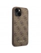 Guess iPhone 14 Hülle Case Cover 4G Metal Gold Logo Braun