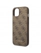 Guess iPhone 14 Case Cover 4G Metal Gold Logo Brown