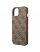 Guess iPhone 14 Hülle Case Cover 4G Metal Gold Logo Braun