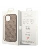 Guess iPhone 14 Hülle Case Cover 4G Metal Gold Logo Braun