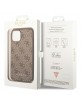 Guess iPhone 14 Case Cover 4G Metal Gold Logo Brown