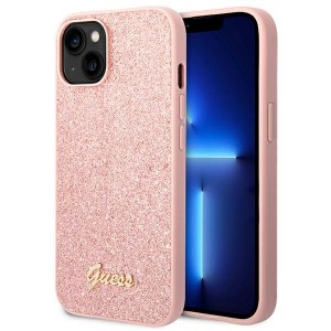 Guess iPhone 14 Hülle Case Cover Glitter Script Pink