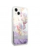 Guess iPhone 14 Case Cover Flower Liquid Glitter Purple