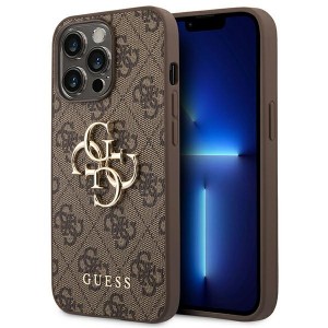Guess iPhone 14 Pro Max Case Cover 4G Big Metal Logo Brown