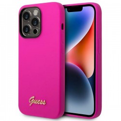 Guess iPhone 14 Pro Max Case Cover Silicone Vintage Logo Fuchsia