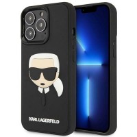 Karl Lagerfeld iPhone 14 Pro Hülle Case Cover 3D Rubber Karls Head Schwarz