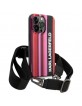 Karl Lagerfeld iPhone 14 Pro Case Stripes Shoulder Strap Pink