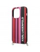 Karl Lagerfeld iPhone 14 Pro Case Stripes Shoulder Strap Pink