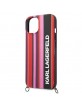 Karl Lagerfeld iPhone 14 / 15 / 13 Hülle Case Stripes Schultergurt Rosa