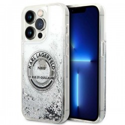 Karl Lagerfeld iPhone 14 Pro Max Hülle Case Cover Liquid Glitter RSG Silber
