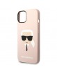 Karl Lagerfeld iPhone 14 Plus Magsafe Case Silicon Karl`s Head Pink
