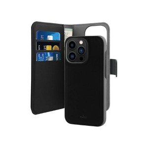 Puro iPhone 14 Pro wallet book mobile phone case + cover 2in1 black