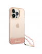 Guess iPhone 14 Pro case cover translucent pearl strap pink