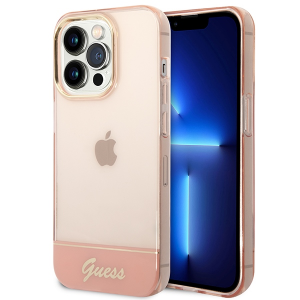 Guess iPhone 14 Pro Hülle Case Cover Translucent Rosa