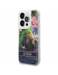 Guess iPhone 14 Pro Case Cover Flower Liquid Glitter Blue
