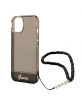 Guess iPhone 14 Plus Hülle Case Cover Pearl Strap Translucent Schwarz