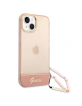 Guess iPhone 14 Plus Hülle Case Cover Translucent Perlenkette Rosa