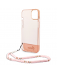Guess iPhone 14 Plus Case Cover Translucent Pearl strap Pink