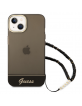 Guess iPhone 14 Case Cover Pearl Strap Translucent Black