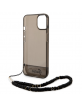 Guess iPhone 14 Hülle Case Cover Pearl Strap Translucent Schwarz