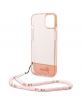 Guess iPhone 14 case cover translucent pearl strap pink