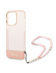 Guess iPhone 14 Pro Max Hülle Case Cover Translucent Perlenkette Rosa