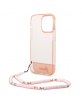 Guess iPhone 14 Pro Max case cover translucent pearl strap pink