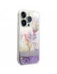 Guess iPhone 14 Pro Max Case Cover Flower Liquid Glitter Purple