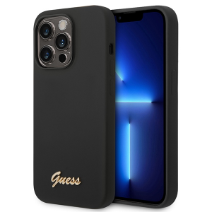 GUESS iPhone 14 Pro Max Case Cover Silicone Vintage Logo Black