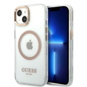 Guess iPhone 13 Magsafe Case Cover Metal Outline Gold