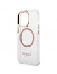 Guess iPhone 13 Pro Max Magsafe Hülle Case Cover Metal Outline Gold