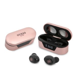 GUESS Bluetooth headphones TWS + charging station / docking station pink