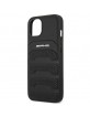 AMG Mercedes iPhone 14 Case Cover Real Leather Debossed Lines Black
