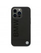 BMW iPhone 14 Pro Hülle Case Echtleder Logo Signatur Hot Stamp Schwarz