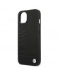 BMW iPhone 14 Plus Case Cover Real Leather Logo Signature Hot Stamp Black