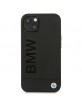 BMW iPhone 14 Case Cover Real Leather Logo Signature Hot Stamp Black