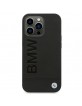 BMW iPhone 14 Pro Max Case Cover Leather Signature Logo Black