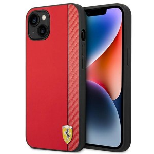 Ferrari iPhone 14 Plus Hülle Case Cover Carbon Stripe Rot