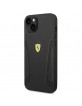 Ferrari iPhone 14 Plus Case Cover Genuine Leather Stamp Sides Black