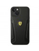 Ferrari iPhone 14 Plus Hülle Case Cover Echtleder Stamp Sides Schwarz