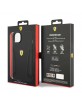 Ferrari iPhone 14 Plus Hülle Case Cover Echtleder Stamp Sides Schwarz