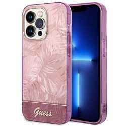 Guess iPhone 14 Pro Hülle Case Cover Urwald Kollektion Pink