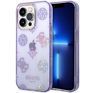Guess iPhone 14 Pro Hülle Case Cover Peony Glitter Lila