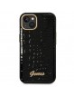 Guess iPhone 14 Plus / 15 Plus Hülle Case Cover Croco Kollektion Schwarz