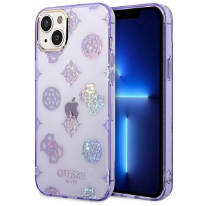 Guess iPhone 14 Plus Case Cover Peony Glitter Purple